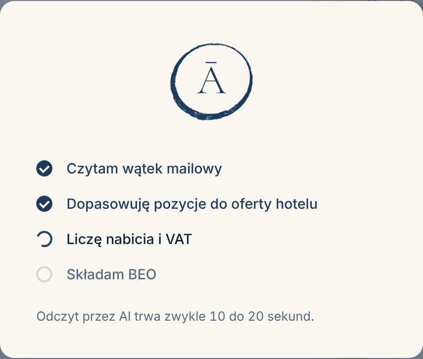 Āori czyta wątek: lista kroków od odczytu maila do złożenia BEO